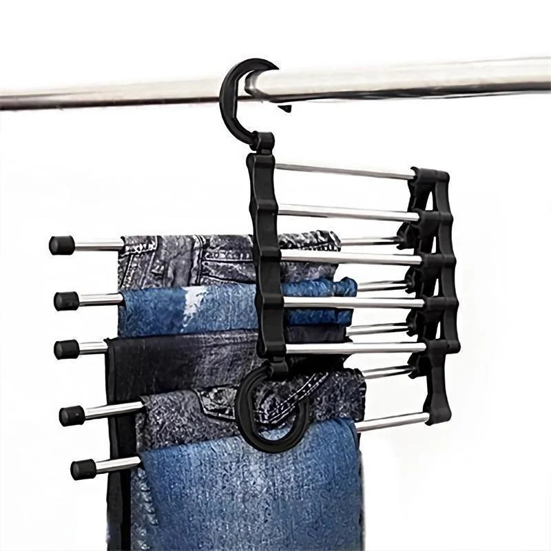 Pants Hanger Collapsible Holds 5 Pairs Non-Slip Caps