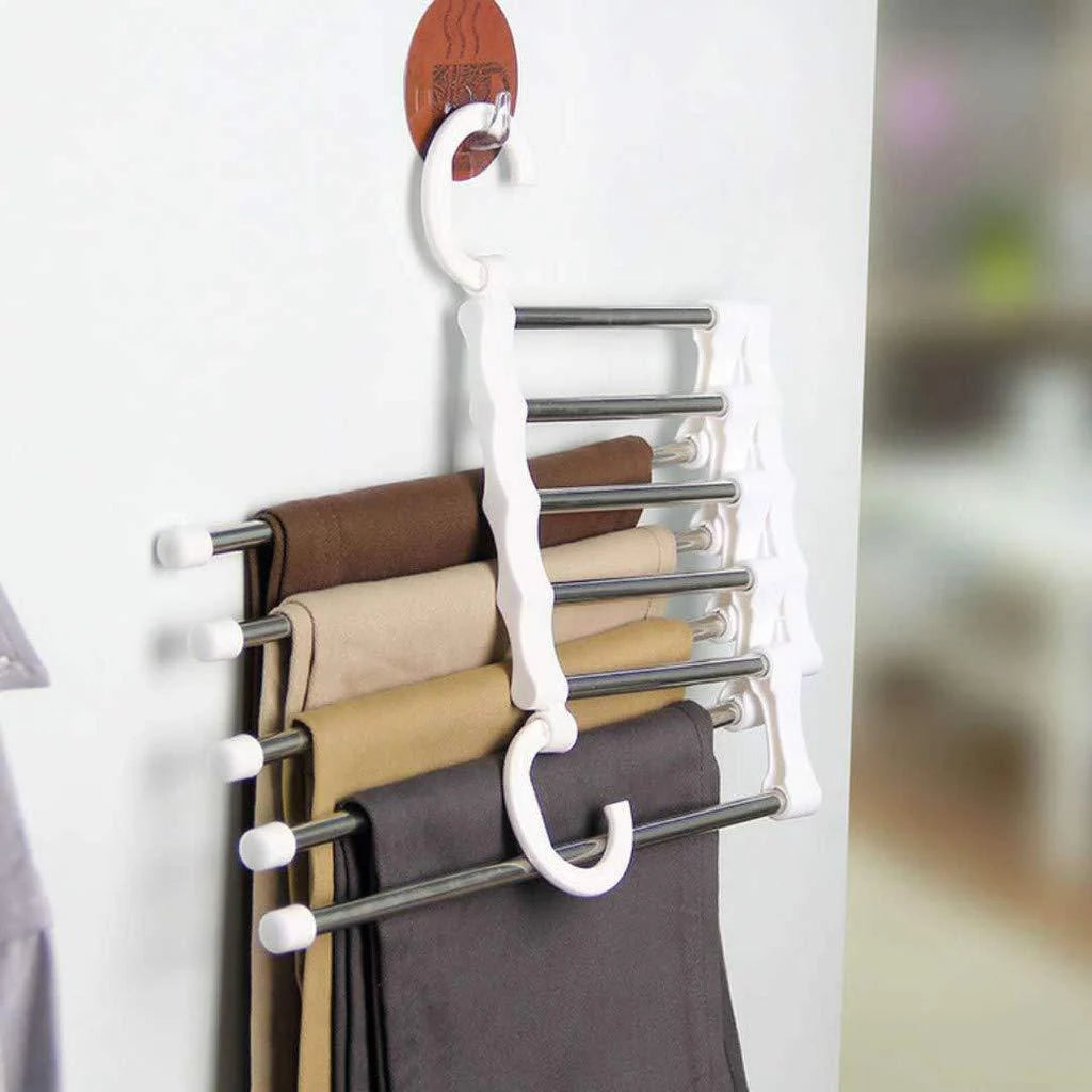 Pants Hanger Foldable Space-Saving Fits 5 Pairs