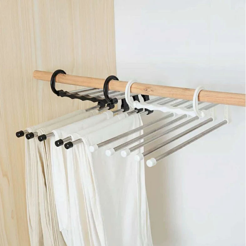 Pants Hanger Foldable Space-Saving Fits 5 Pairs