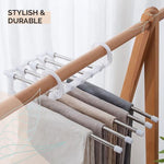 Pants Hanger Rack 5-Tier Space-Saving Adjustable Sliding Rods