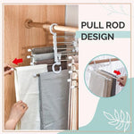 Pants Hanger Rack 5-Tier Space-Saving Adjustable Sliding Rods