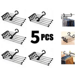 Pants Hanger Telescopic Stainless Steel Holds 5 Pairs