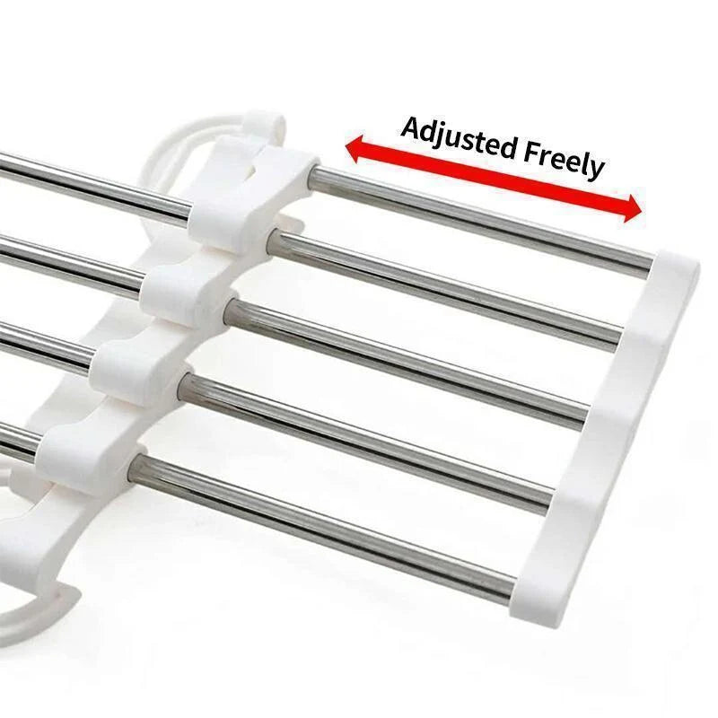 Pants Hanger Telescopic Stainless Steel Holds 5 Pairs