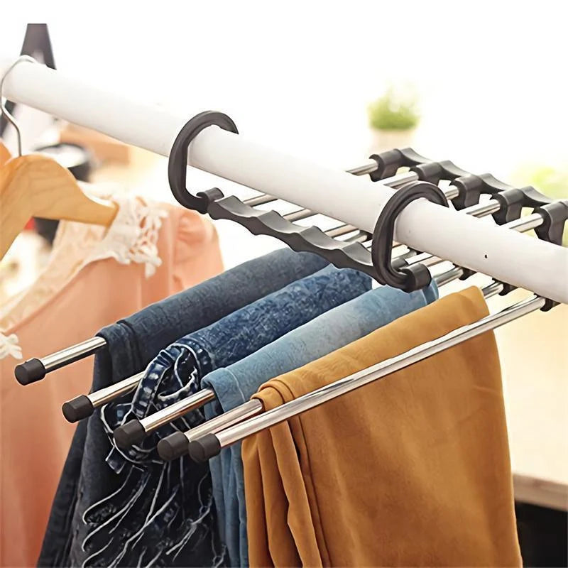 Pants Hanger Telescopic Stainless Steel Holds 5 Pairs