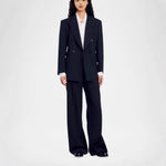 Pantsuit Wool Blend Pinstripe Wide-Leg Trousers