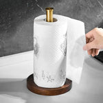 Paper Towel Holder Solid Walnut Wood Stainless Steel Base Minimalist Design