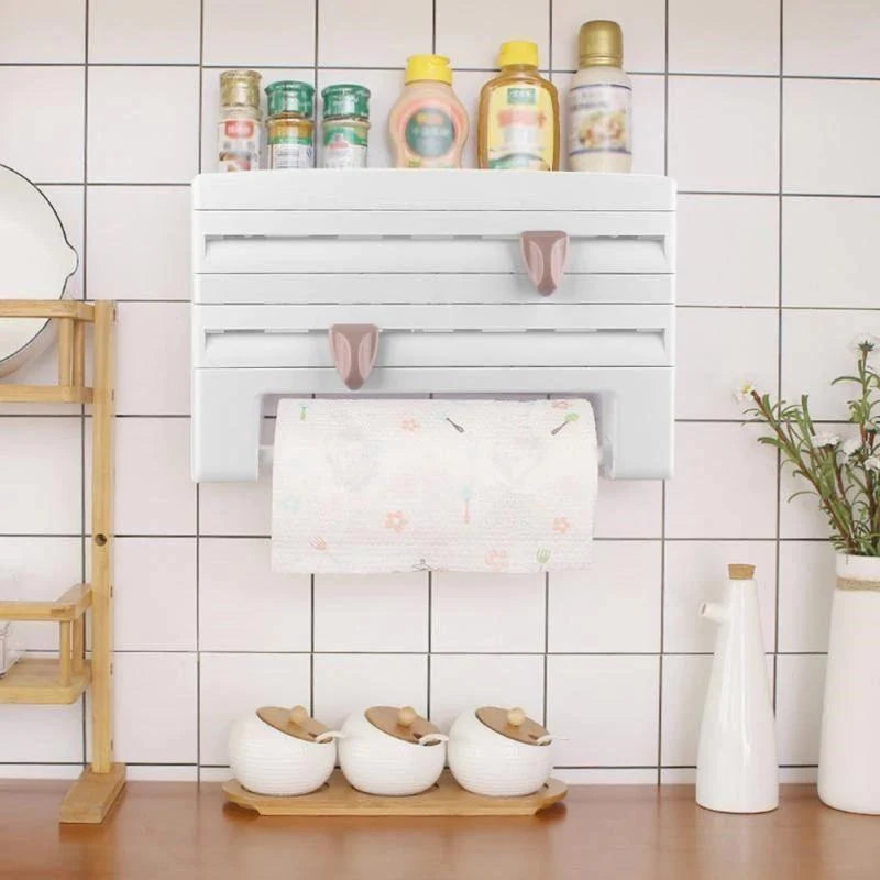 Paper Towel Holder & Wrap Dispenser Wall-Mounted With Cutters