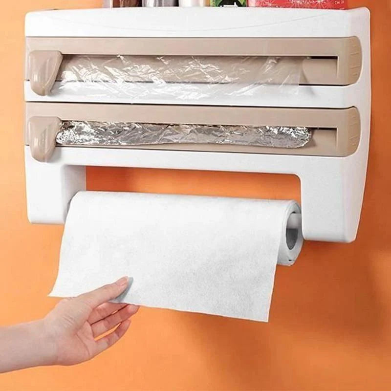 Paper Towel Holder & Wrap Dispenser Wall-Mounted With Cutters