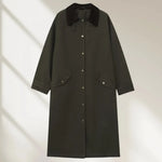 Parka Coat Water-Repellent Corduroy Collar Snap-Button Front