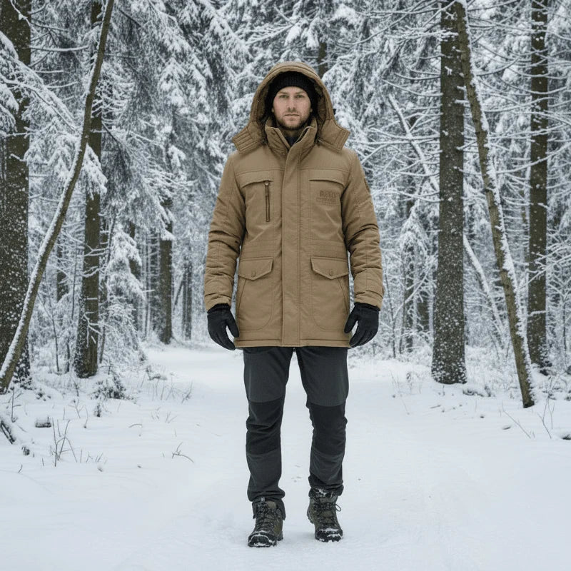 Parka Jacket Windproof Fleece Lined Removable Hood