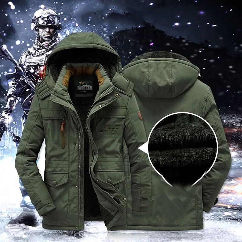 Parka Jacket Windproof Fleece Lined Removable Hood
