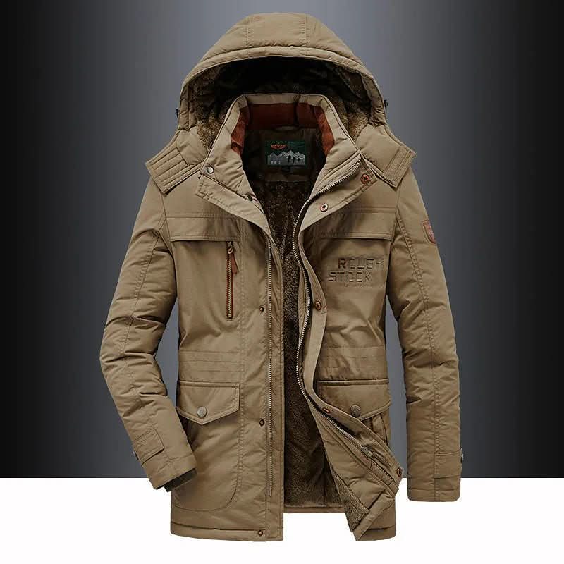 Parka Jacket Windproof Fleece Lined Removable Hood
