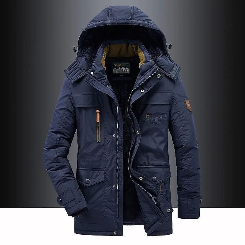 Parka Jacket Windproof Fleece Lined Removable Hood