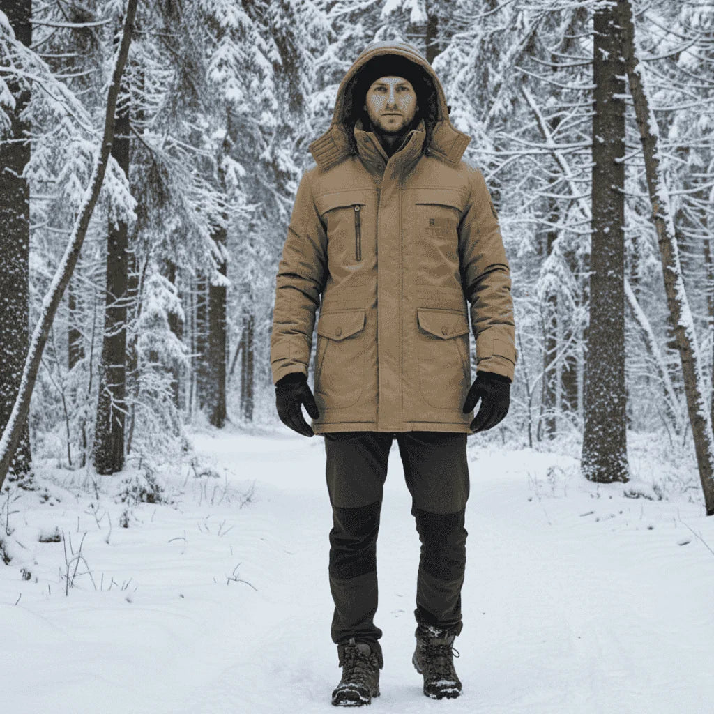 Parka Jacket Windproof Fleece Lined Removable Hood