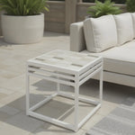 Patio Side Table Ceramic Mosaic Tile Top Steel Frame UV-Resistant Finish