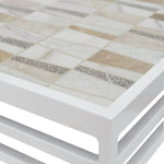 Patio Side Table Ceramic Mosaic Tile Top Steel Frame UV-Resistant Finish