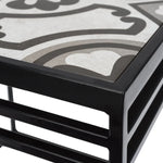 Patio Side Table Ceramic Mosaic Tile Top Steel Frame UV-Resistant Finish