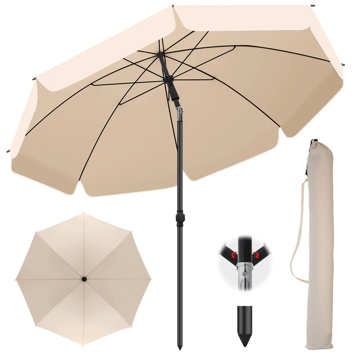 Patio Umbrella Tilting UV-Resistant 79-Inch Canopy