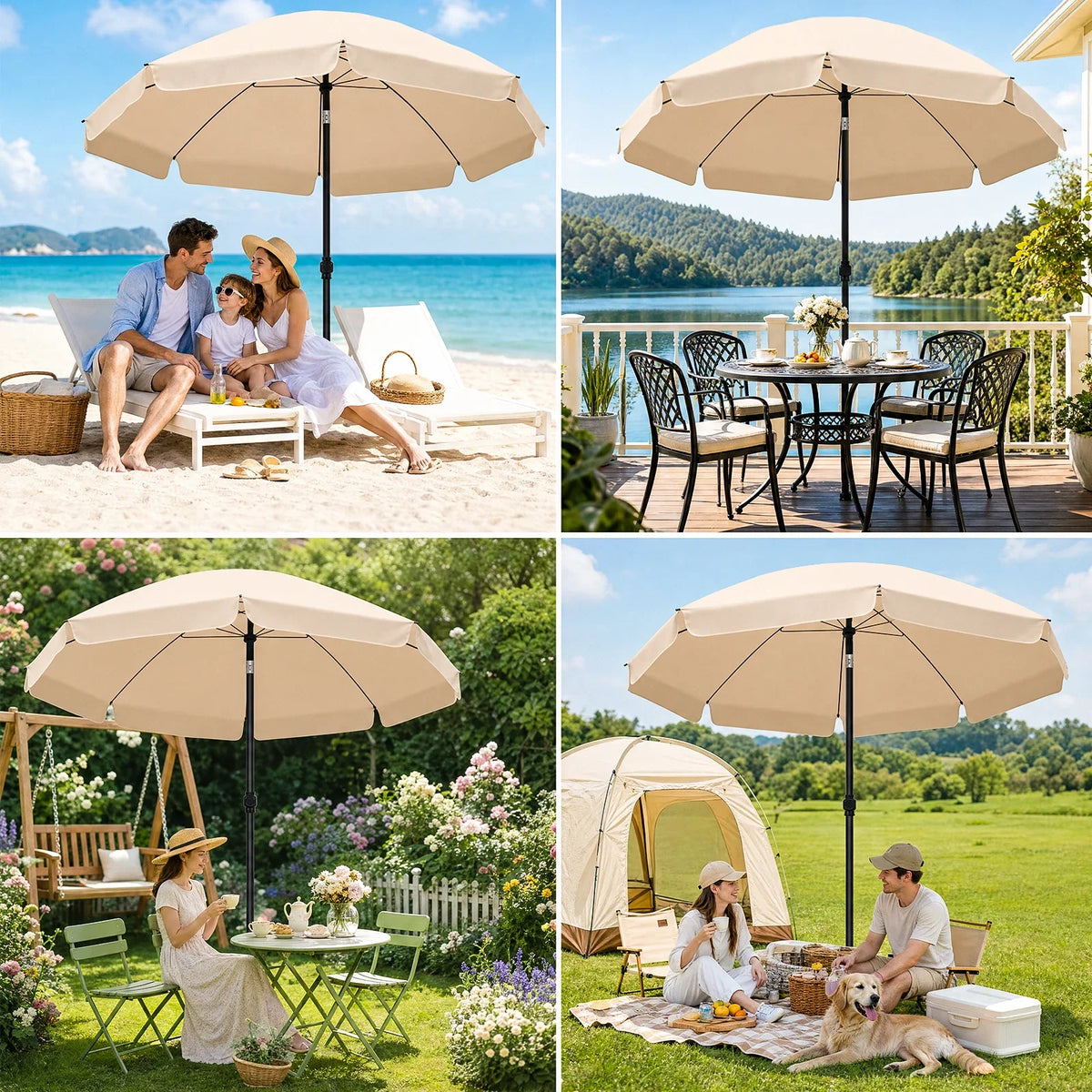 Patio Umbrella Tilting UV-Resistant 79-Inch Canopy
