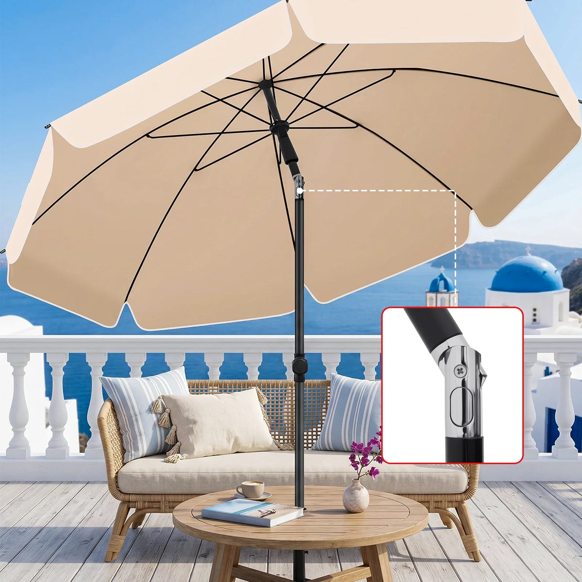 Patio Umbrella Tilting UV-Resistant 79-Inch Canopy