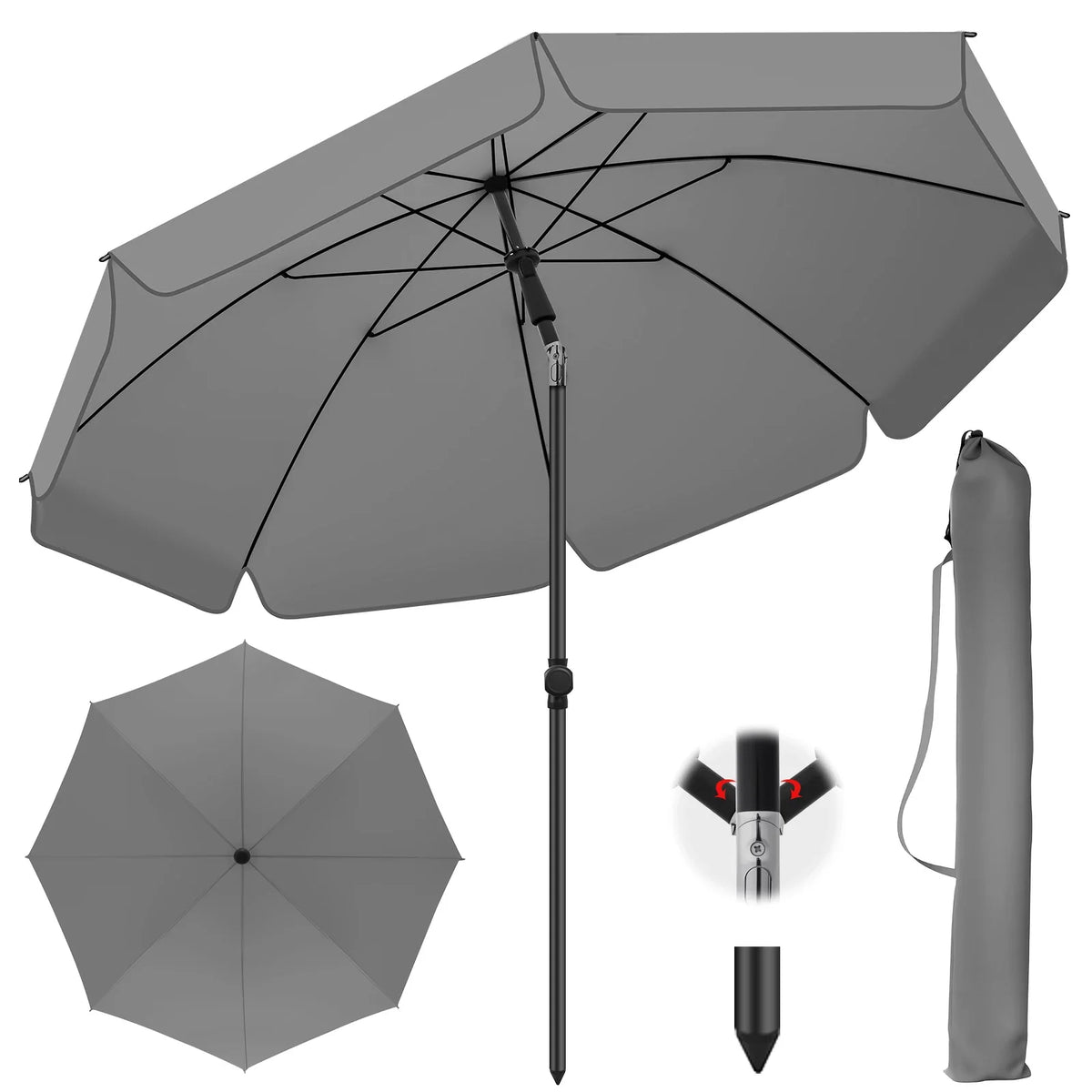 Patio Umbrella Tilting UV-Resistant 79-Inch Canopy