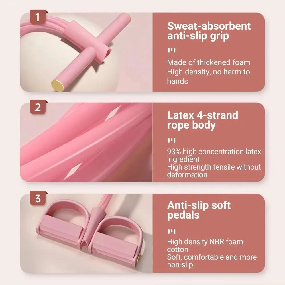 Pedal Resistance Band Four-Tube Non-Slip Foam Handles