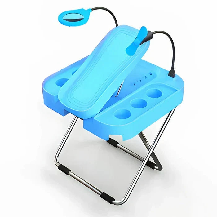 Pedicure Foot Rest Adjustable LED Magnifier & Drying Fan