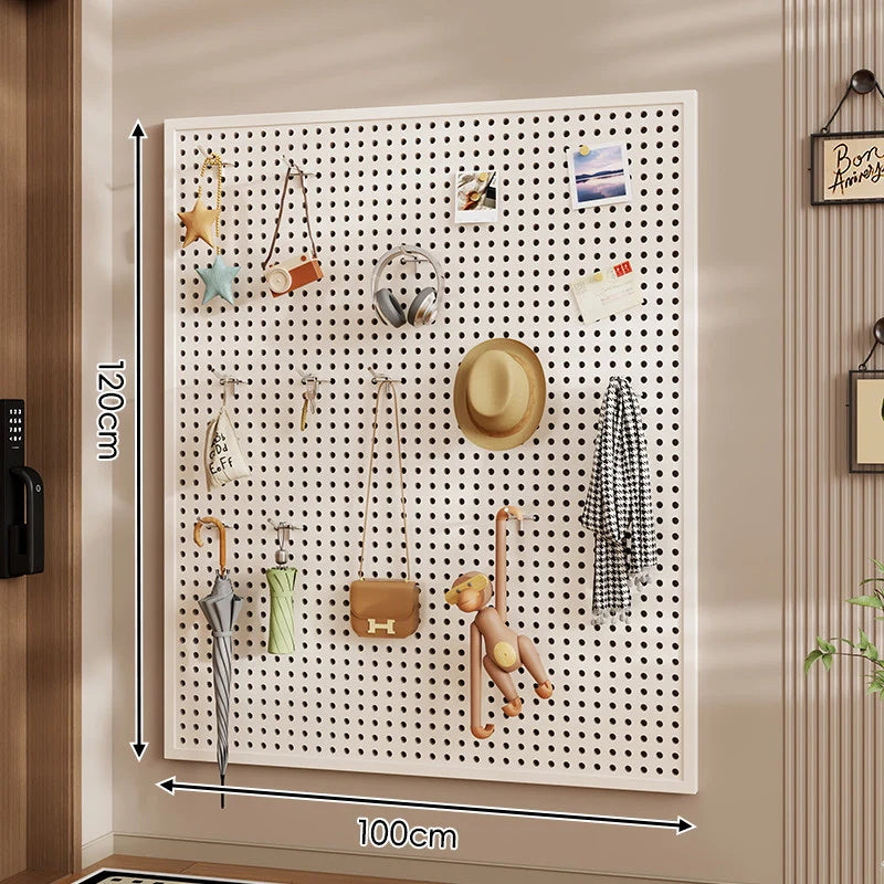 Pegboard Organizer Wall-Mounted Perforated Panel with 10 Hooks