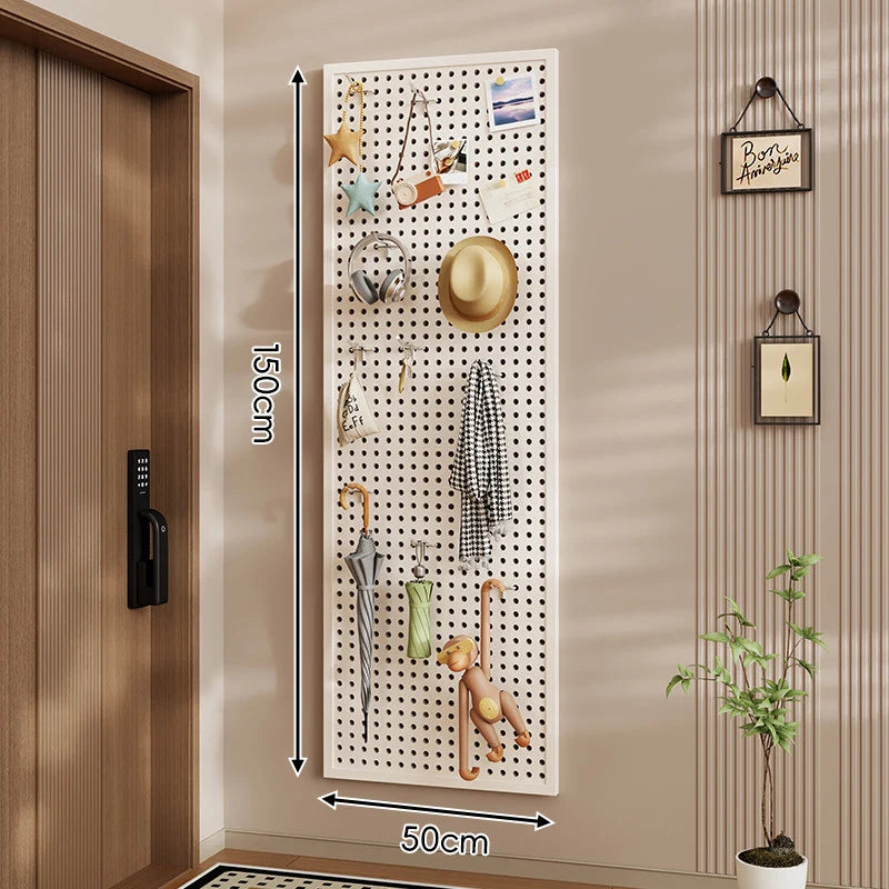 Pegboard Organizer Wall-Mounted Perforated Panel with 10 Hooks