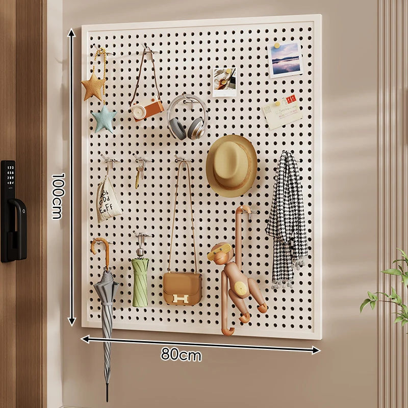 Pegboard Organizer Wall-Mounted Perforated Panel with 10 Hooks