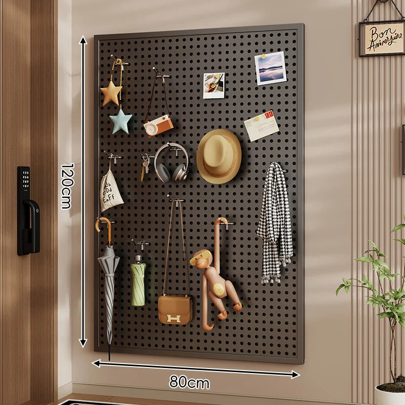 Pegboard Organizer Wall-Mounted Perforated Panel with 10 Hooks