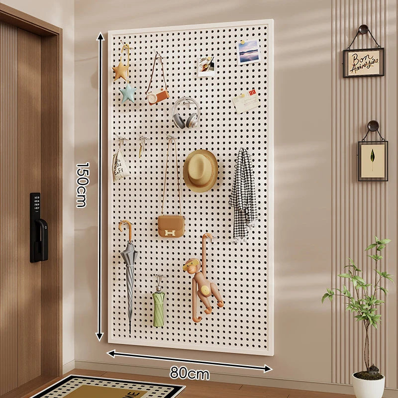Pegboard Organizer Wall-Mounted Perforated Panel with 10 Hooks