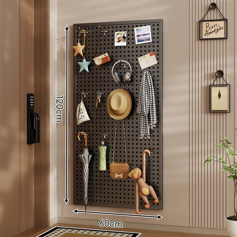 Pegboard Organizer Wall-Mounted Perforated Panel with 10 Hooks