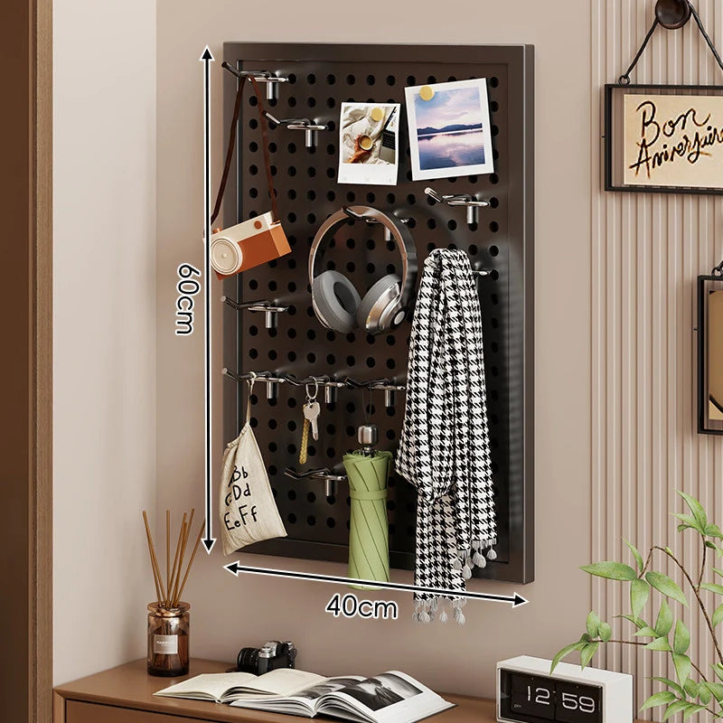 Pegboard Organizer Wall-Mounted Perforated Panel with 10 Hooks