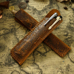Pen Case Leather Floral Embossed Multi-Tool Storage