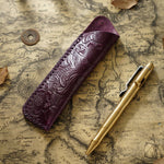 Pen Case Leather Floral Embossed Multi-Tool Storage