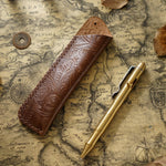 Pen Case Leather Floral Embossed Multi-Tool Storage