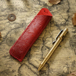 Pen Case Leather Floral Embossed Multi-Tool Storage