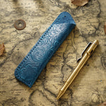 Pen Case Leather Floral Embossed Multi-Tool Storage