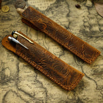 Pen Case Leather Floral Embossed Multi-Tool Storage