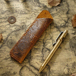 Pen Case Leather Floral Embossed Multi-Tool Storage