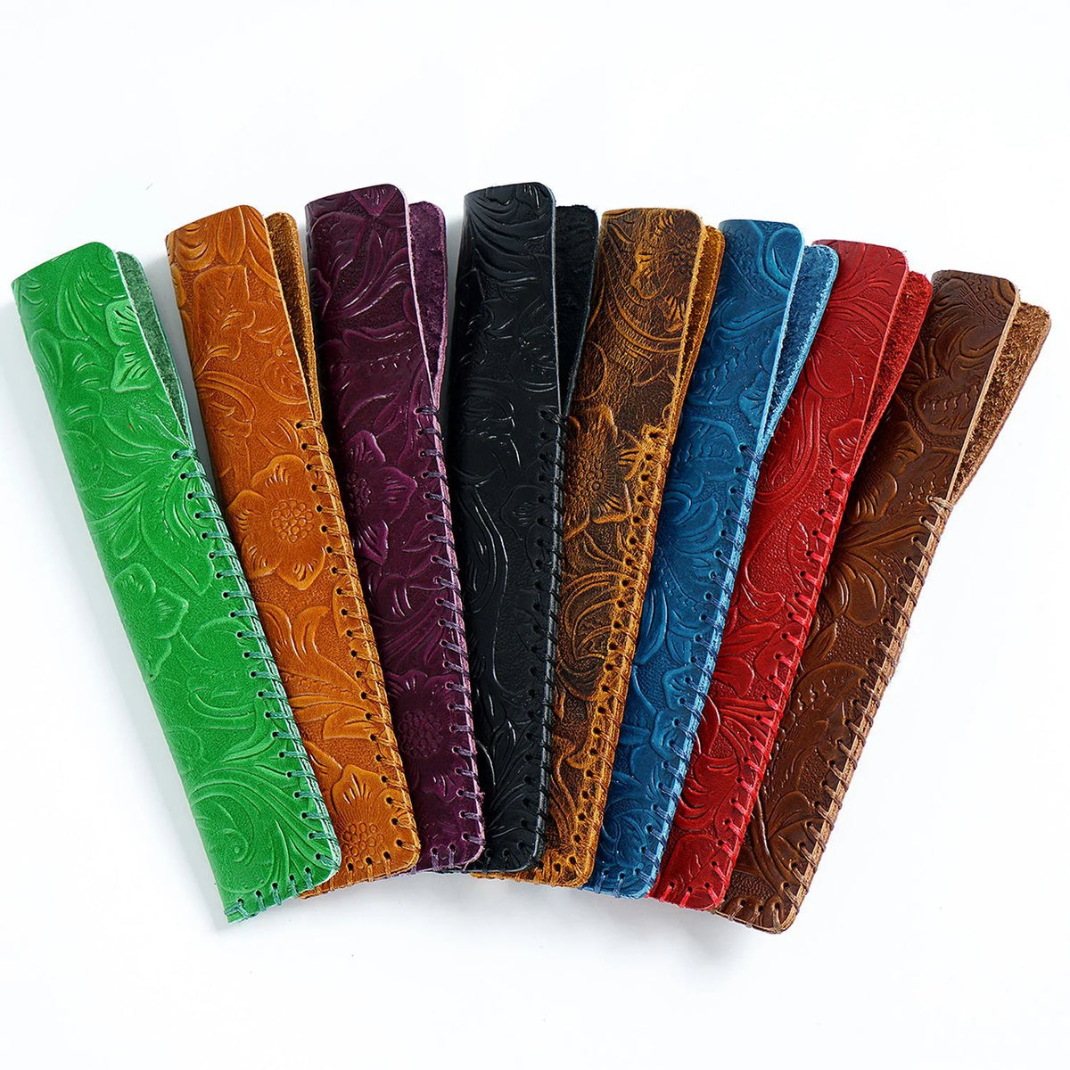 Pen Case Leather Floral Embossed Multi-Tool Storage