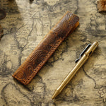 Pen Case Leather Floral Embossed Multi-Tool Storage