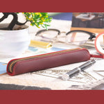 Pencil Case Genuine Leather Zipper Closure Compact Lightweight