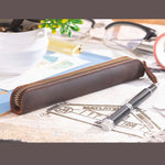 Pencil Case Genuine Leather Zipper Closure Compact Lightweight