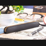 Pencil Case Genuine Leather Zipper Closure Compact Lightweight