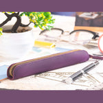 Pencil Case Genuine Leather Zipper Closure Compact Lightweight