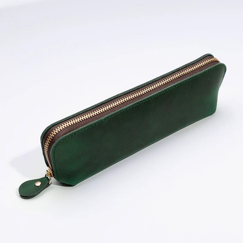Pencil Case Leather Spacious Zipper Closure