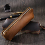 Pencil Case Leather Spacious Zipper Closure