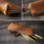 Pencil Case Leather Spacious Zipper Closure